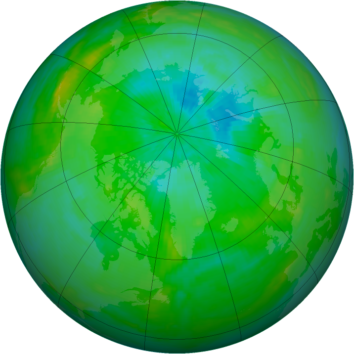 Arctic ozone map for 19 August 1981